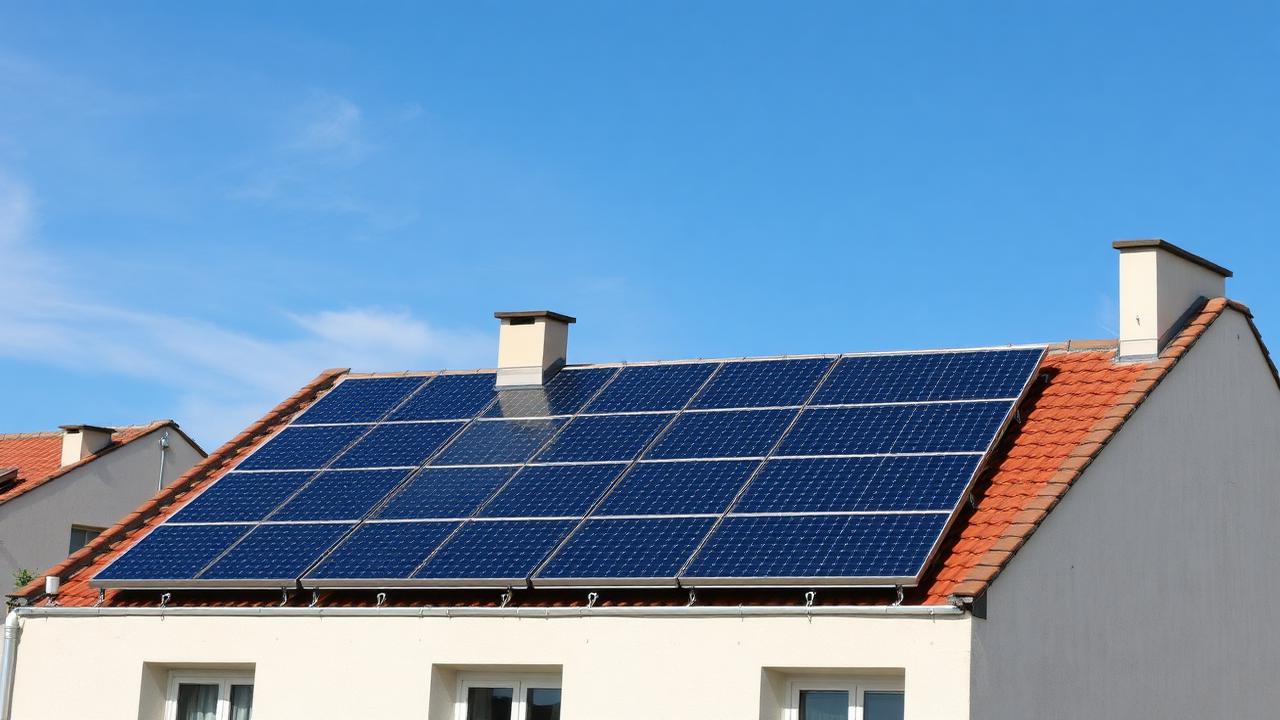 Panneaux solaires installés sur le toit d'un immeuble résidentiel